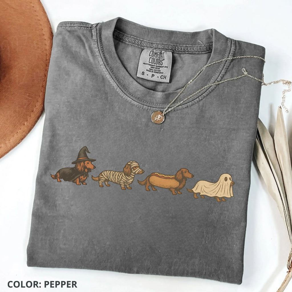 Comfort Colors Halloween Wiener Dog T-shirt Funny Dachshund Costume Tee Retro Fall Graphic T-shirt Cute Dog Lover Gift Unisex Halloween Gift Idea, Cotton Fabric - View 7
