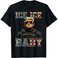Men's 90s Vintage 'Ice Ice Baby' Pop Culture Graphic Print T-Shirt - 100% Cotton, Short Sleeve, Round Neck, Herringbone, 90s Kid Aesthetic, Funny Quote, Chic, Casual Menswear Top, All Seasons, Machine Wash, Vintage Edge Look (S/M Sizes) - View 1