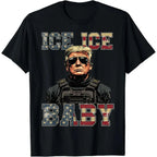 Men's 90s Vintage 'Ice Ice Baby' Pop Culture Graphic Print T-Shirt - 100% Cotton, Short Sleeve, Round Neck, Herringbone, 90s Kid Aesthetic, Funny Quote, Chic, Casual Menswear Top, All Seasons, Machine Wash, Vintage Edge Look (S/M Sizes) - View 1