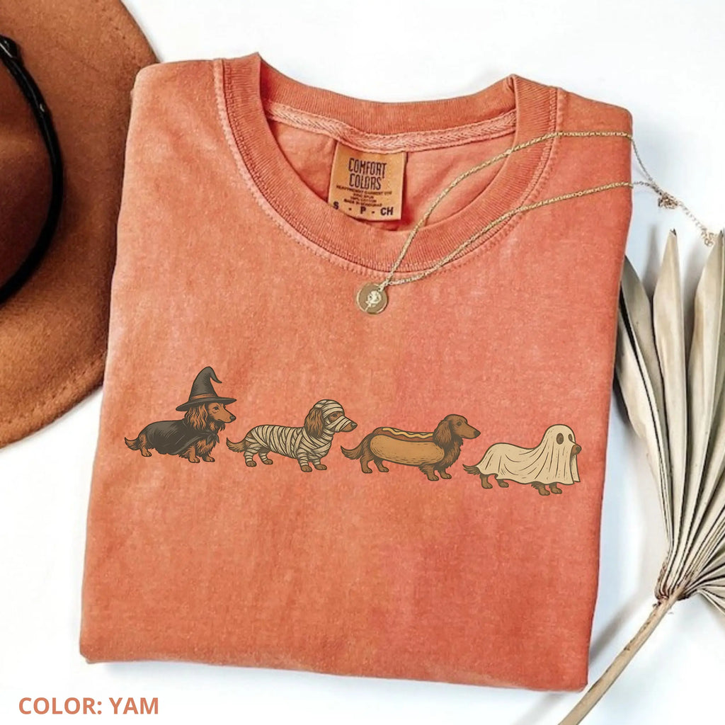 Halloween Wiener Dog Comfort Colors T-Shirt Cotton