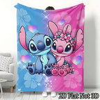 [SummerVibes] DISNEY CLASSIC Stitch & Angel Flannel Blanket - Soft, Warm, Lightweight with Vibrant Cartoon Design, Sofa, Bed, Office, Blanket for Couch - View 1