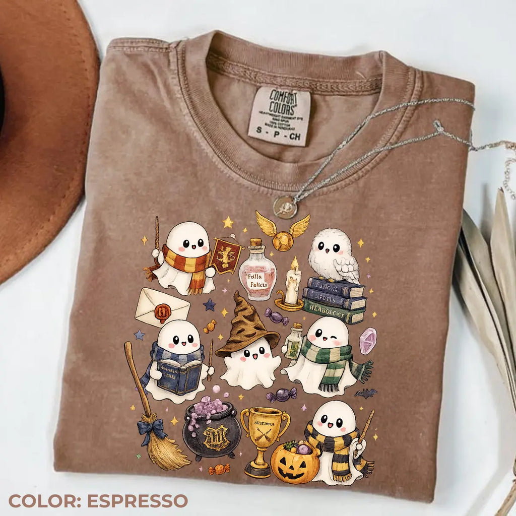 Comfort Colors Wizard Ghost Halloween Graphic Tee