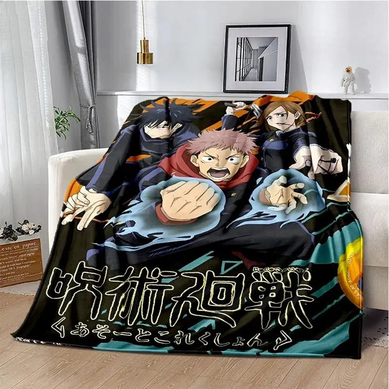Cartoon Anime Jujutsu Kaisen Throws Blanket Super Soft Featuring Yuji,Megumi,obara and Satoru Gojo Blanket for Travel Beding Bed - View 22