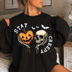 Women’s Halloween Skull & Pumpkin Heart Sweatshirt Crewneck