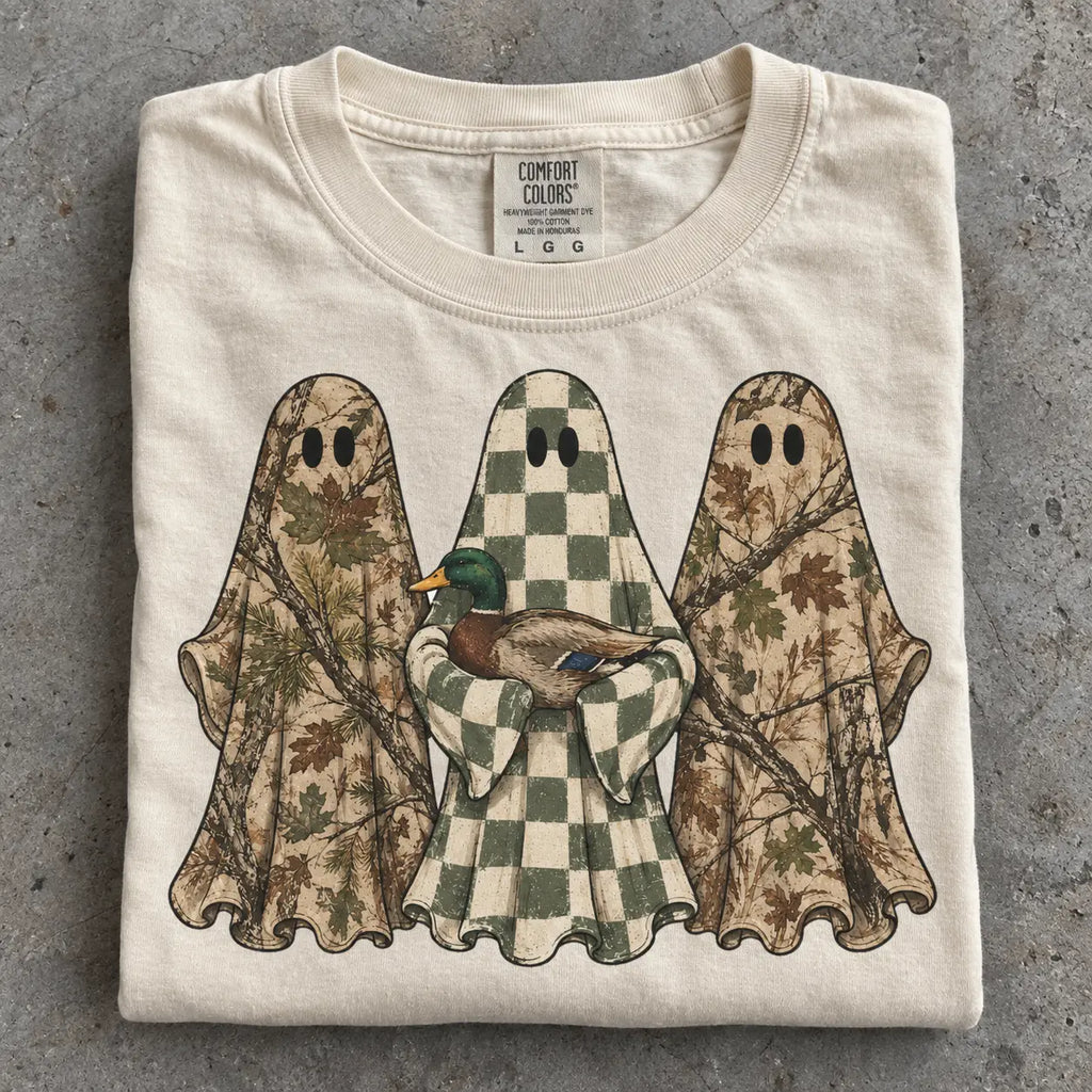 Hunting Season Ghosts Comfort Colors Camo Mallard Tee