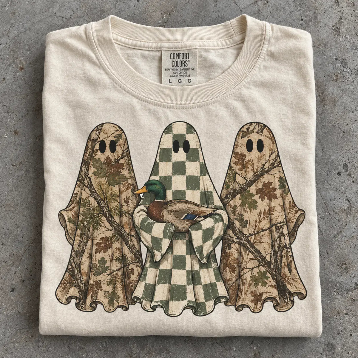 Hunting Season Ghosts Comfort Colors Camo Mallard Tee