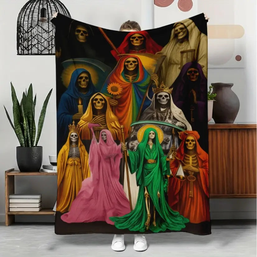 Santa Muerte Flannel Blanket Super Soft Warm Cozy Acceptance Of Fate Theme Throw For Couch Bed Living Room Travel Home Decor Unique Birthday Christmas Gift - View 1
