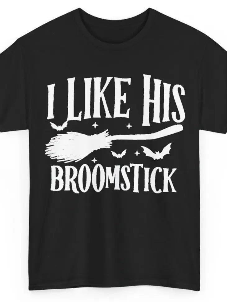 Men's Halloween Graphic Tees, Matching His Hers Funny Halloween Couple Costume Shirts, Pumpkin/Broom Design, 100% Cotton Classic Fit, Cold Wash Machine Washable