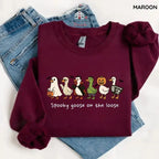 Spooky Goose on the Loose Sweatshirt, Funny Halloween Goose Graphic, Unisex Crewneck for Fall, Apparel Made In The US - Caps Apparel - View 2