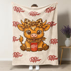 Cartoon Printed Character-Themed Cute Highland Cow Pattern Throw Blanket, 100% Polyester Cute Home Textile, Soft Warm Lightweight Blanket for Home & Office Gifts - View 10