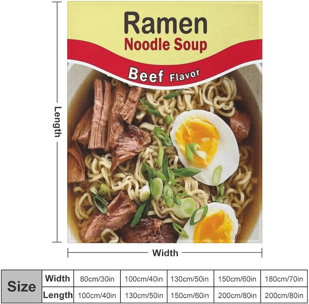 JOOCAR Instant Ramen Noodle Soup Beef Flavor Throw Blanket Fuzzy Plush Fleece Funny Food Blankets Soft Cozy Microfiber Flannel Travel Blanket for Couch Bed All Season Home Decor - View 3