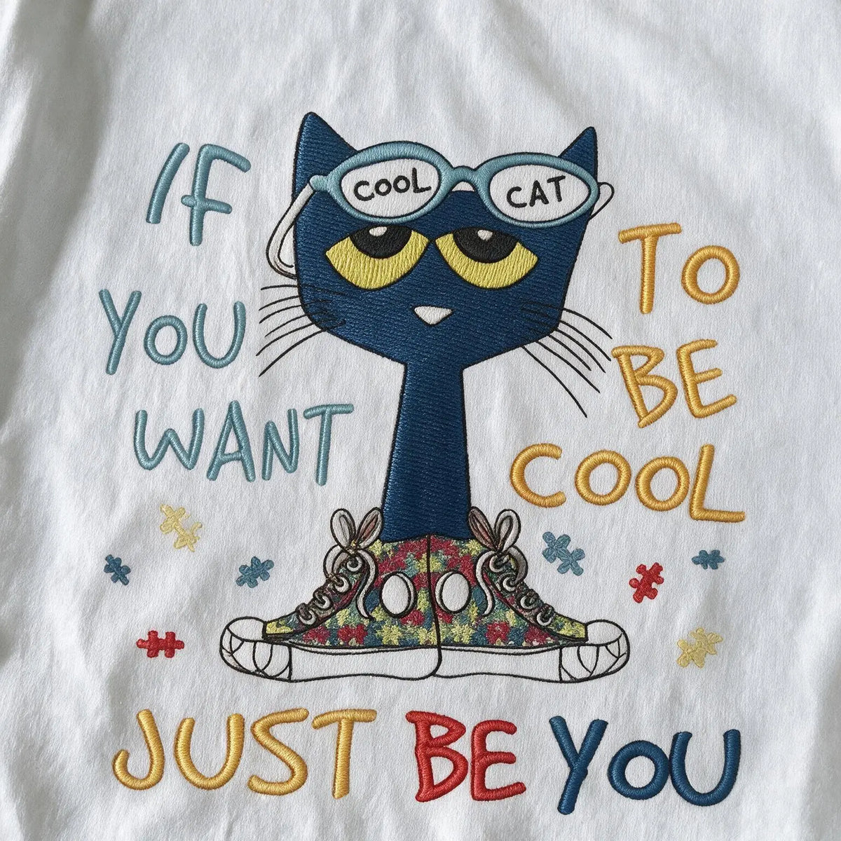 If You Want To Be Cool Just Be Yourself Pete Cat T-Shirt, Animal Tee, Cartoon Tshirt, Gifts Shirt, Unisex Vintage Graphic Tees Gothic Grunge Y2k Emo Scene Amity Affliction Style Clothes Men Women Streetwear Streetwear Tee Tops Casual Womenswear Crewn