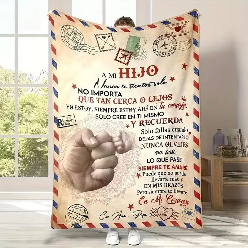 A Spanish letter: papa gives a blanket to his daughter, papa & mama give Birthday gift for son & daughter. A soft and comfortable flannel blanket, perfect for various occasions, a Valentine's Day gift.Easter Gifts for Kids - View 13
