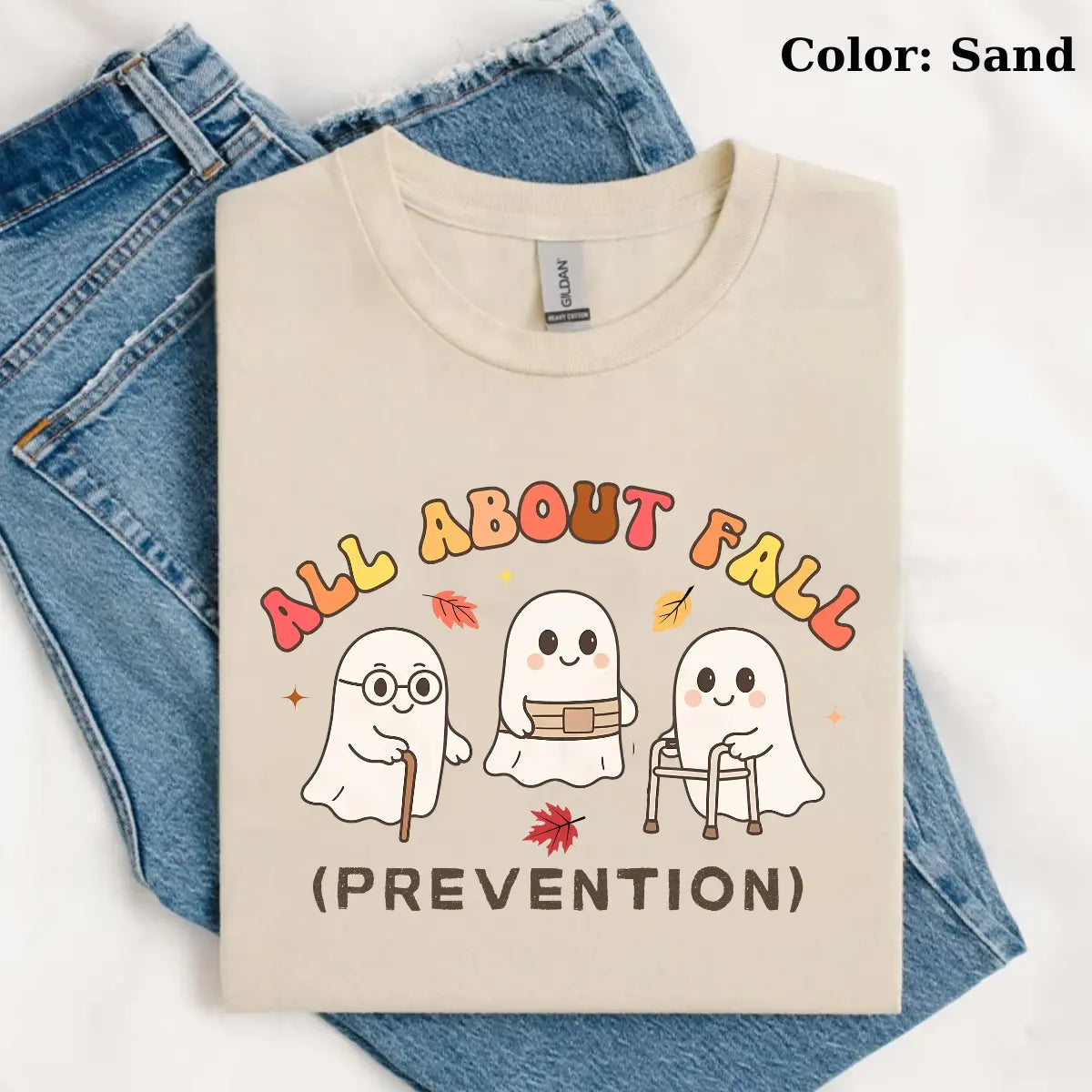 All About Fall Prevention Ghost Sweatshirt or T-Shirt, Cute Halloween Nursing Sweater, Funny Ghost Fall Safety Shirt, Autumn Occupational Therapy Gift