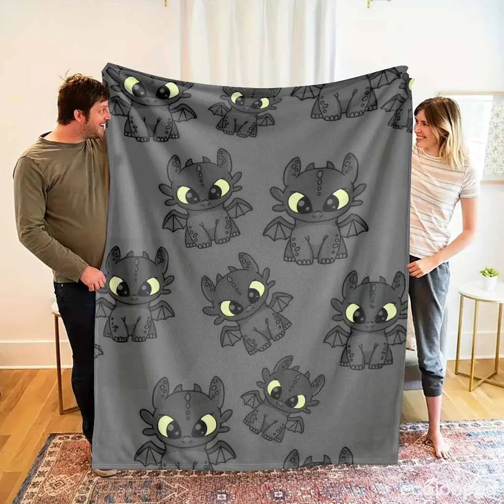 Toothless Dragon Print Flannel Blanket Throw - Anti-Pilling, Wrinkle-Resistant, Lightweight Cozy Chic Cuddle Blanket for Toddlers, Decorative Sofa & Bed Use, Cool Evening Gift - View 2