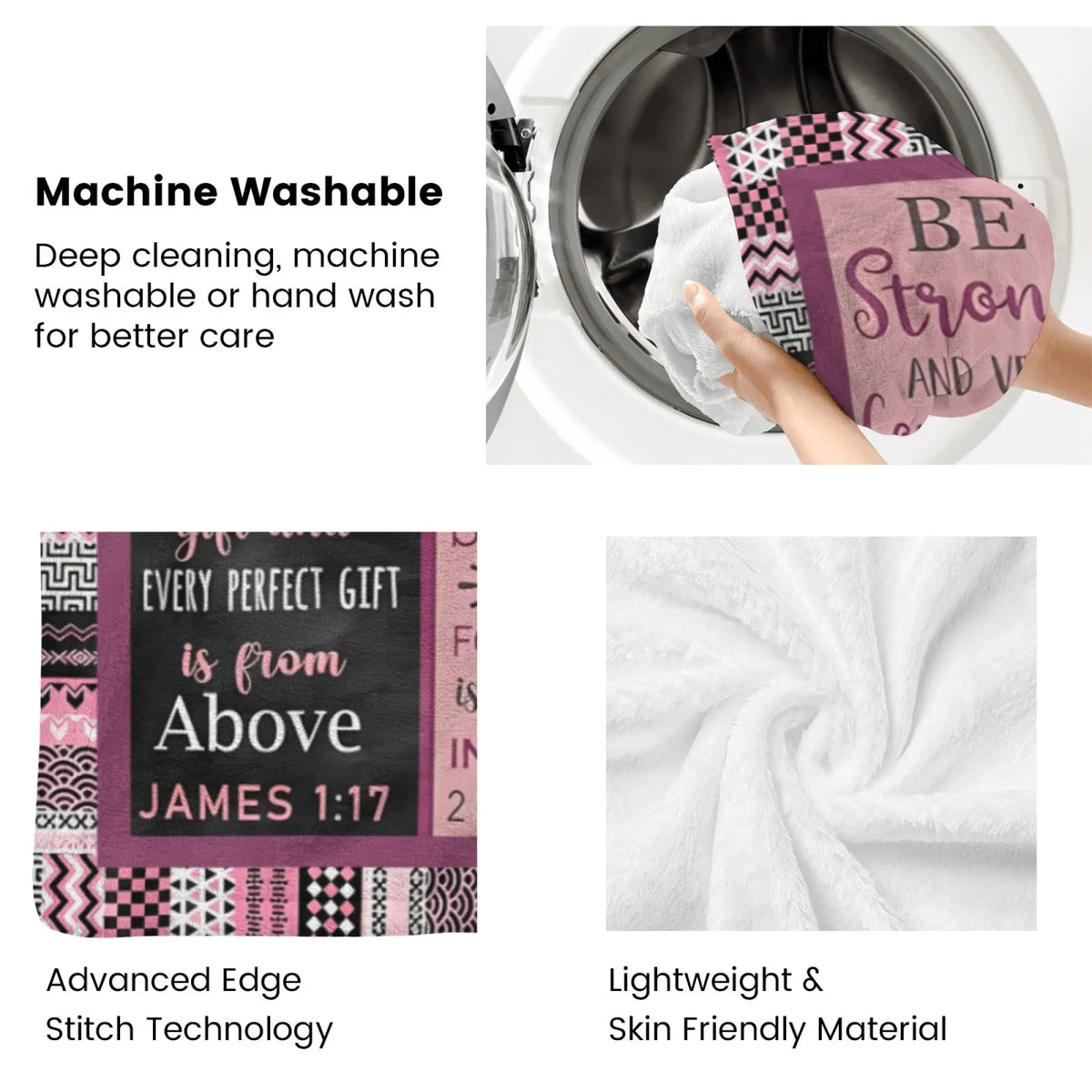 [Summer Sale Deals] Christian Bible Verse Blanket for Women Men, Inspirational Religious Gift for Him Her, 100% Polyester Flannel Blanket, One-Sided Print - View 8