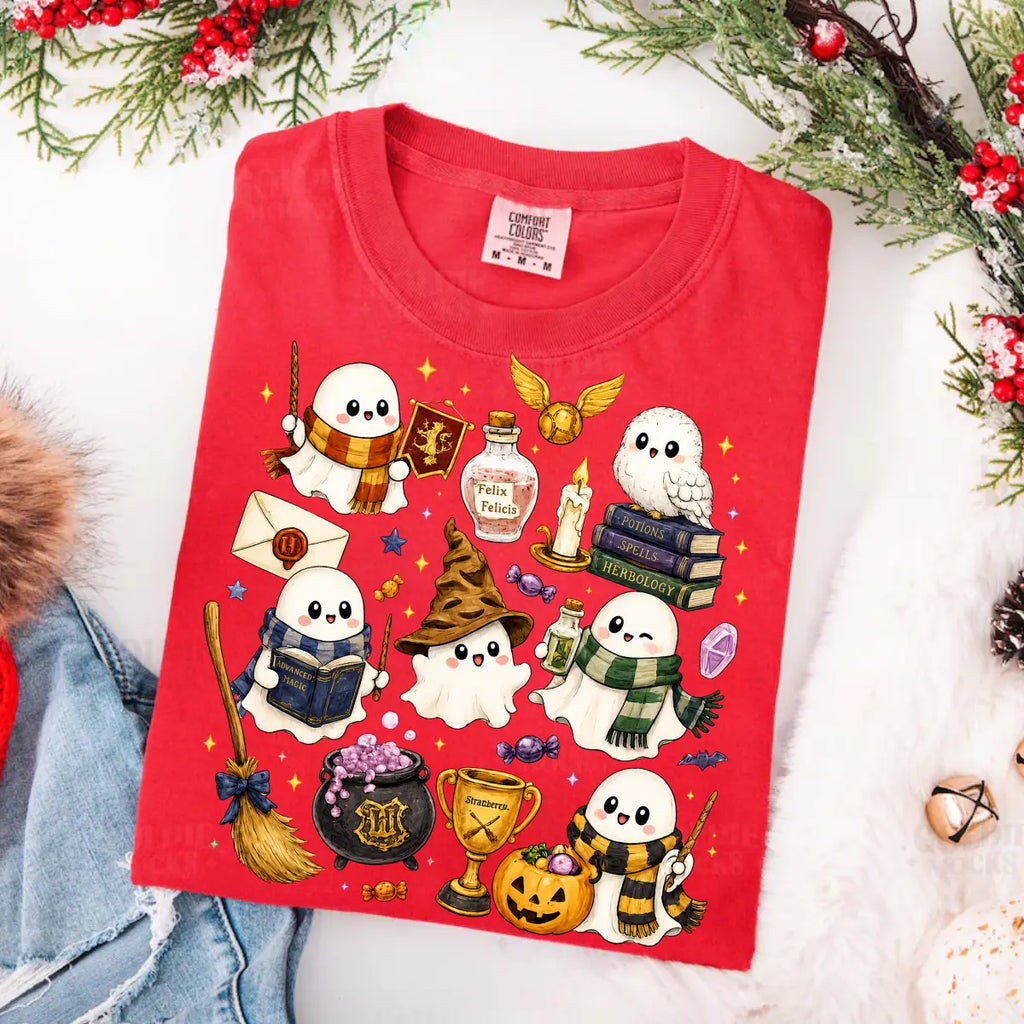 Comfort Colors Wizard Ghost Halloween Graphic Tee
