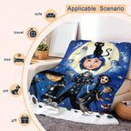 Coraline Cartoon Character Print Soft Flannel Blanket - Home & Travel Use Bed Throw, Ideal Holiday Christmas Birthday Gift for Teens & Children, General Use for Adults, Sohochic Flannel Blankets - View 4
