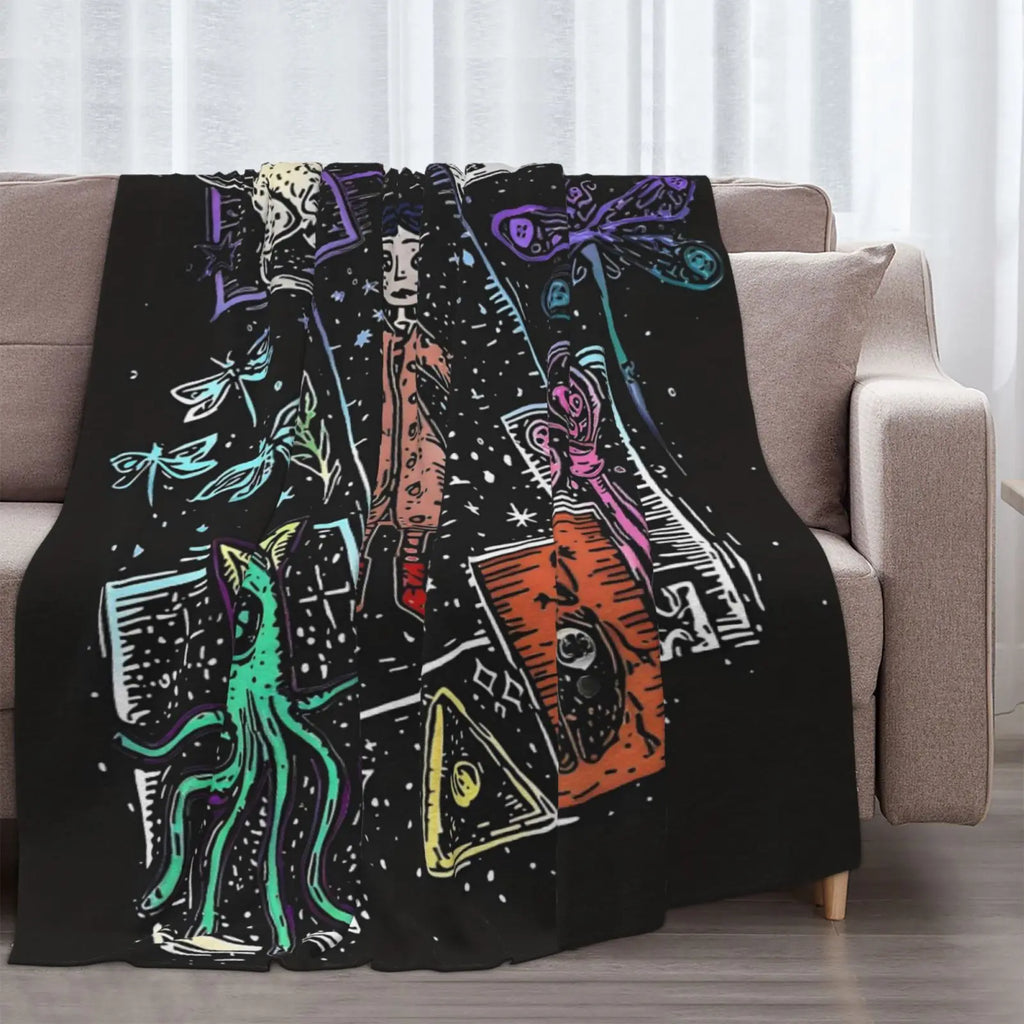 Cartoon Movie Animal Collage Flannel Plush Throw Blanket - Allover Print, All-Season Cozy Gothic Fleece, Cartoon Graphic Throw for Horror Movie Fans (Halloween, Birthdays Gifts), Flannel Plush Throws, Allover Print Blankets - View 11