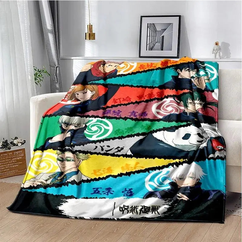 Cartoon Anime Jujutsu Kaisen Throws Blanket Super Soft Featuring Yuji,Megumi,obara and Satoru Gojo Blanket for Travel Beding Bed - View 33