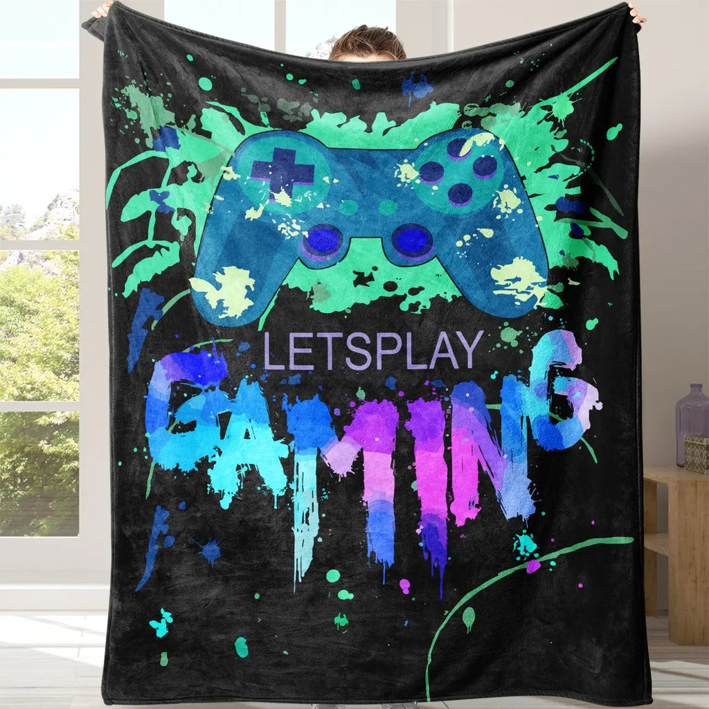 Gamepad Pattern Flannel with Storage Bag, 1 Count Soft Throw Blanket for Sofa, Bed, Couch, Warm & Comfortable Blanket for Home, Travel, Camping, Office, Flannel Throw Blankets, Lightweight Flannel Blanket, Soft Blankets and Throws - View 11