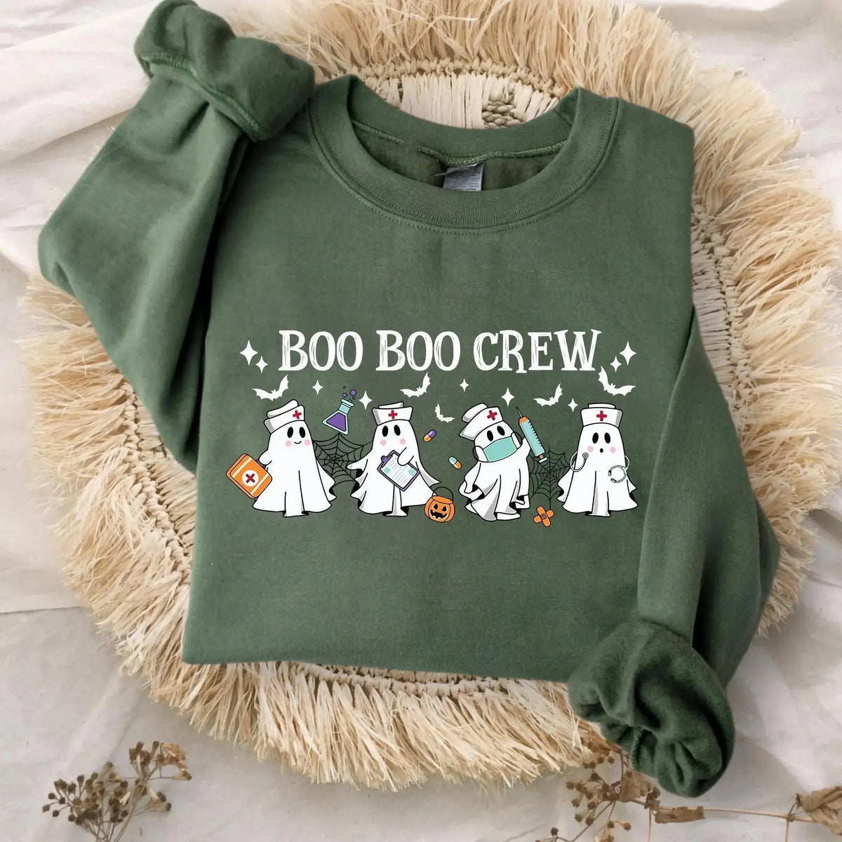 Boo Boo Crew Sweatshirt or T-Shirt, Funny Nurse Shirt, Nurse Crewneck Sweatshirt, Nursing Gift,Nurse Tee, Ghost Nurse Shirt, Halloween Nurse Sweatshirt - View 2