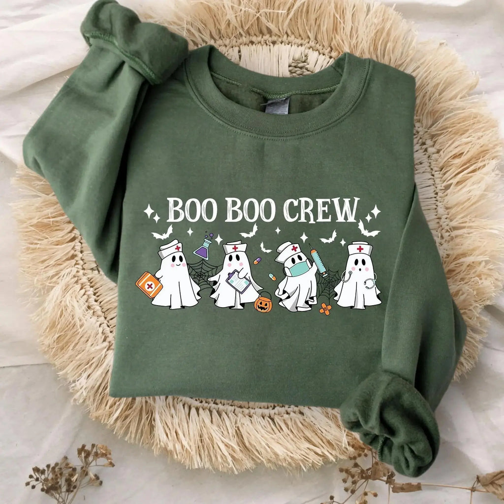 Boo Boo Crew Sweatshirt or T-Shirt, Funny Nurse Shirt, Nurse Crewneck Sweatshirt, Nursing Gift,Nurse Tee, Ghost Nurse Shirt, Halloween Nurse Sweatshirt