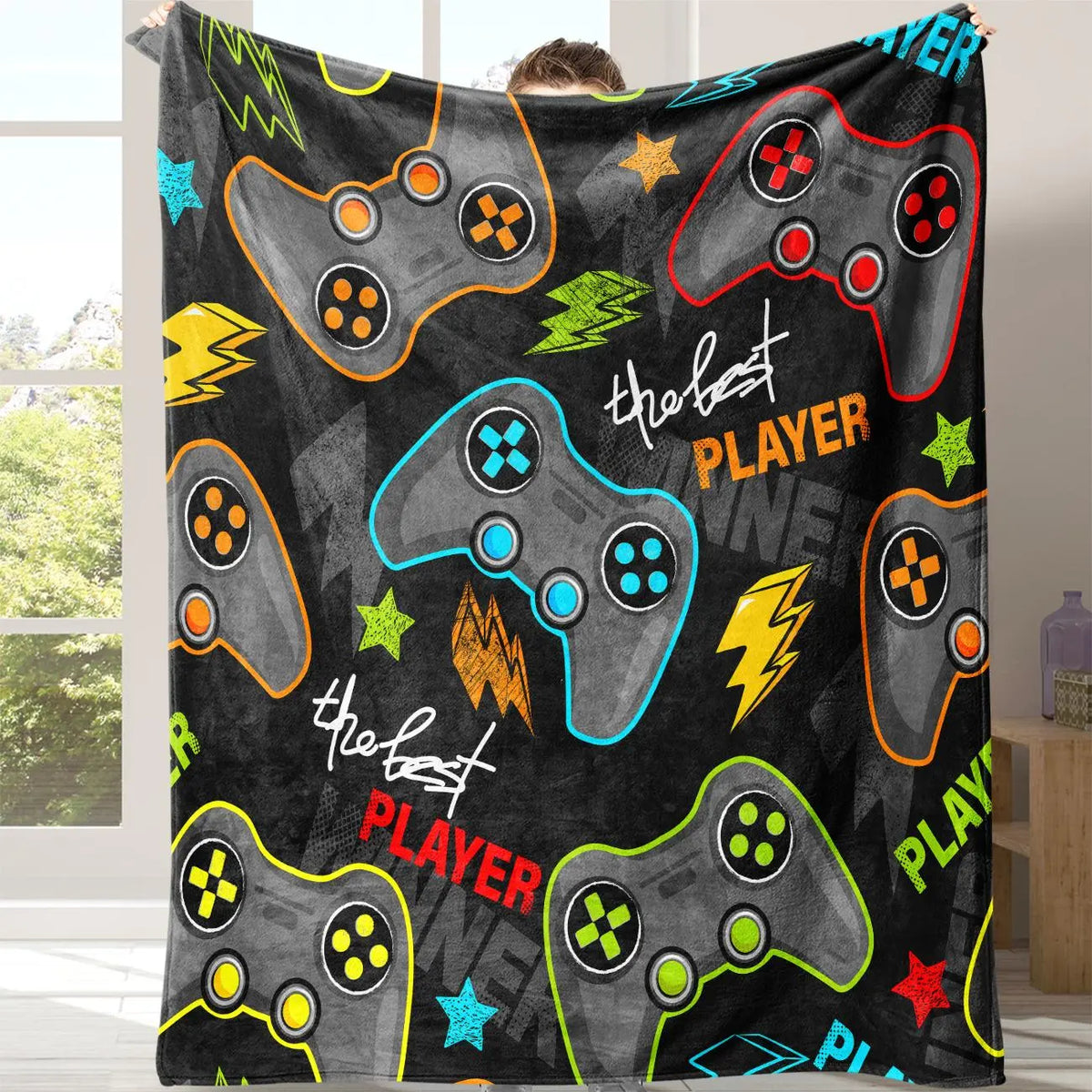 Gamepad Pattern Flannel with Storage Bag, 1 Count Soft Throw Blanket for Sofa, Bed, Couch, Warm & Comfortable Blanket for Home, Travel, Camping, Office, Flannel Throw Blankets, Lightweight Flannel Blanket, Soft Blankets and Throws - View 10