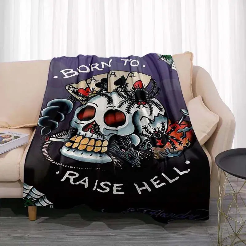 3dED- HARDY Tattoo Tiger Skull Blanket Living Room Bedroom Sofa Soft and Comfortable Warm Blanket Office Leisure Blanket - View 11