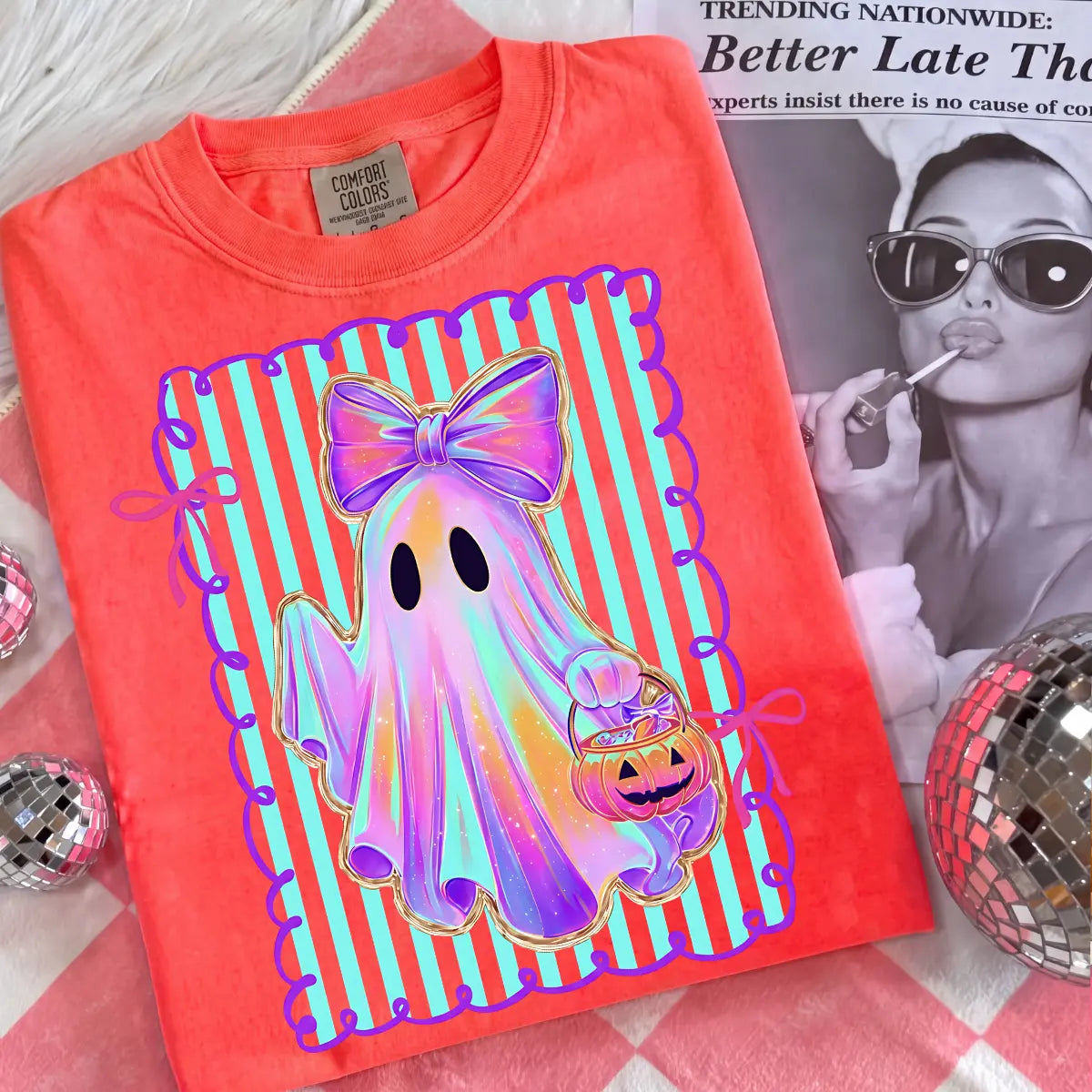 Comfort Colors Preppy Halloween Ghost Cotton Tee Unisex