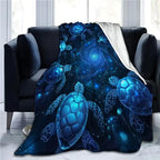 Soft Plush Warm Turtle Print Flannel Animal Blanket - Ideal for Sofas & Beds, Perfect Gift for Family & Self, Multiple Sizes Available, Soft Blankets - View 2