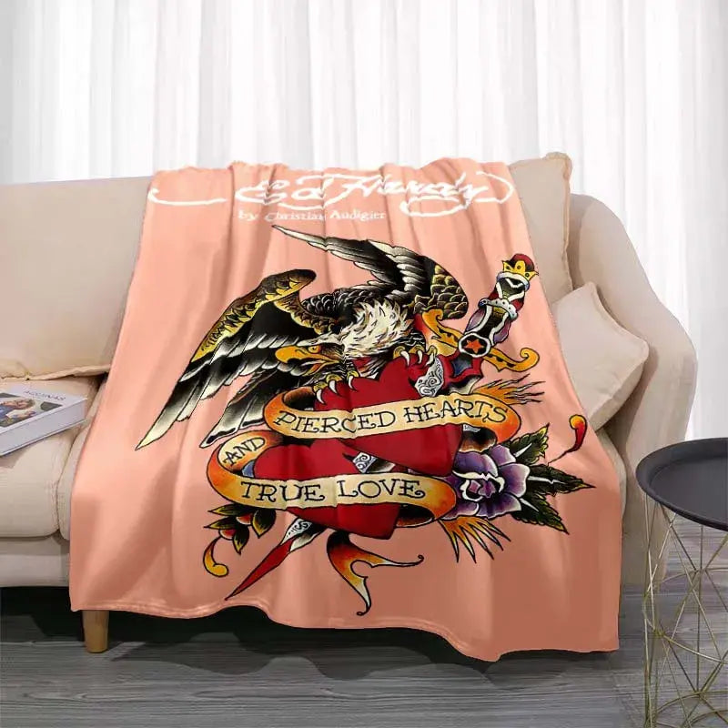 3dED- HARDY Tattoo Tiger Skull Blanket Living Room Bedroom Sofa Soft and Comfortable Warm Blanket Office Leisure Blanket - View 22