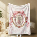 Virgin Mary Our Lady of Guadalupe Pink Bow Frame Flannel Blanket Soft Funny Throw Blanket Cozy Lightweight Plush Portable Cover Blanket For Sofa,Warm Gift For Birthday,Christmas,Multiple Blanket Cozy Chic Blanket Flannel Throw Blankets - View 6