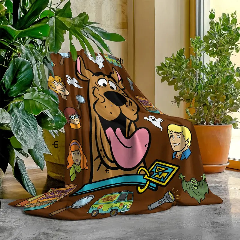 Flash Sale! Scooby-Doo Character-Inspired Flannel Throw Blanket - Soft Warm Material, Bold Spooky Mysterious Robots Ghosts Snacks Prints, Flash Sale Home Items, Room Decor, House Decor, Ideal for Fans - View 5