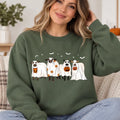 Ghost Cows Halloween Crewneck - Sweatshirt - Hoodie, Gildan Sweatshirt, Full Color, For Men, For Women, Casual, Classic Fashion, Full Sizes, Tee Print Womenswear Tops - View 1