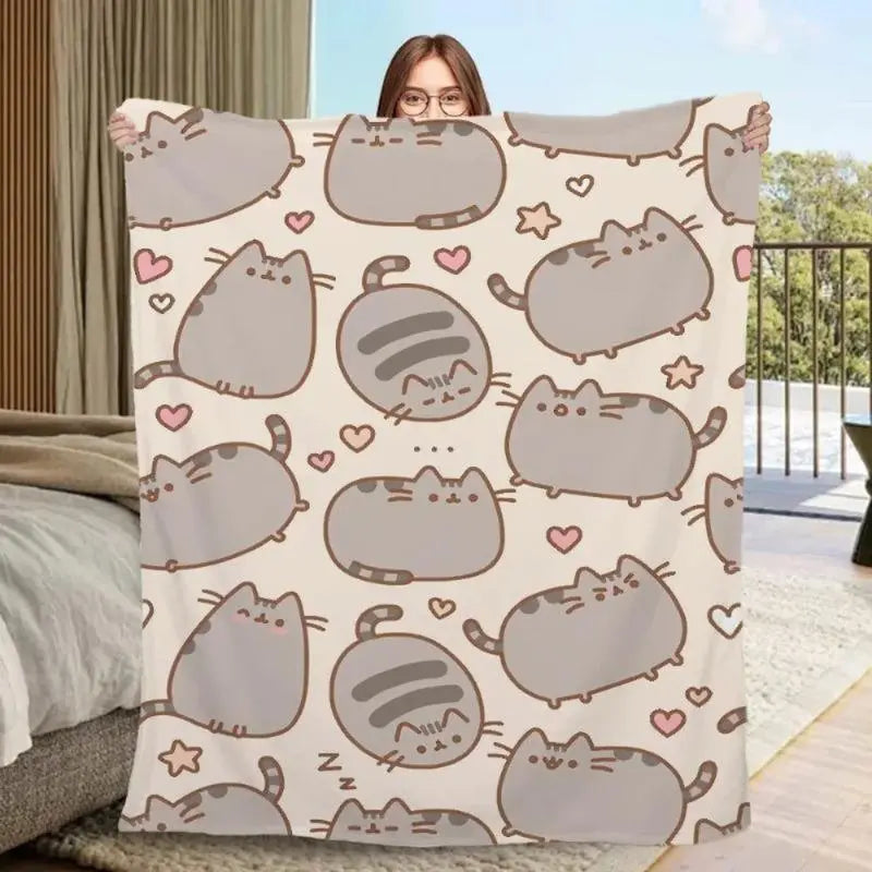Pusheen Cat Plush Blanket Ultra Soft Flannel Fabric Adorable Kawaii Design Perfect Couples Gift For Anime Fans Cuddle Essential Cozy Nights Snuggle Companion office nap cover flannel portable throw blanket - View 2
