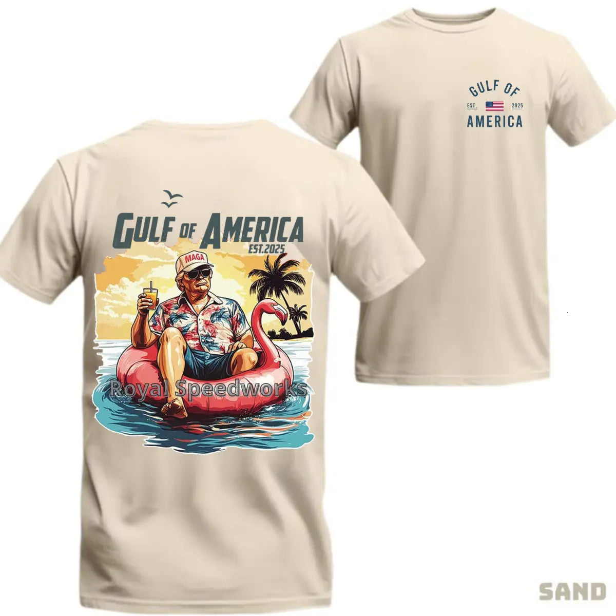 [Sale Up To 55%] Trump Gulf of America EST.2025 T-Shirt, Patriotic Beach Float Graphic Tee, Funny Summer 4th of July Shirt for Men & Women - View 1
