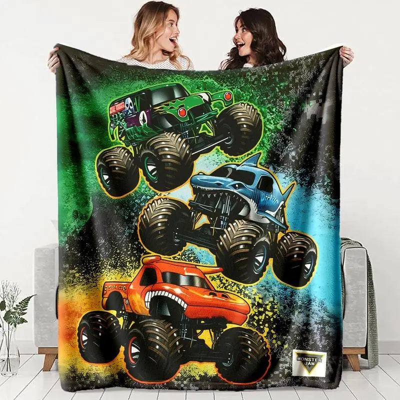 Soft Funny Throw Blanket M-Monster Jam Flannel Blanket - Soft and comfortable, with fashionable print design, suitable for daily use and gift giving (birthdays, Christmas, Thanksgiving) B-4 - View 8