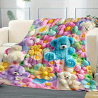 2D Teddy Pastel Floral Print Throw Blanket - Kawaii Plush Super Soft Cozy Aesthetic Throw for Bedroom Room Decor, Whimsical Home Decor Item, Cool Gift for Kids - View 8