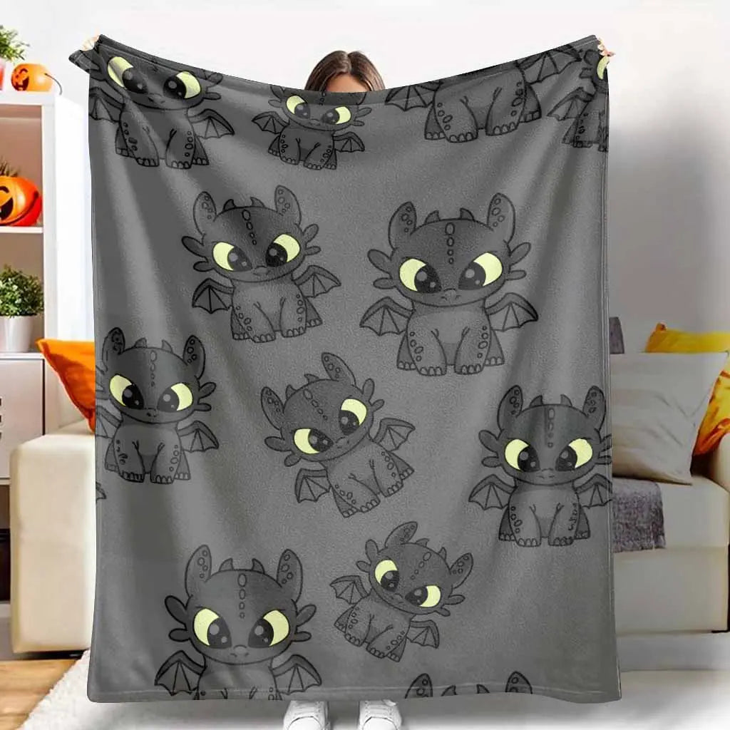 Toothless Dragon Print Flannel Blanket Throw - Anti-Pilling, Wrinkle-Resistant, Lightweight Cozy Chic Cuddle Blanket for Toddlers, Decorative Sofa & Bed Use, Cool Evening Gift - View 1