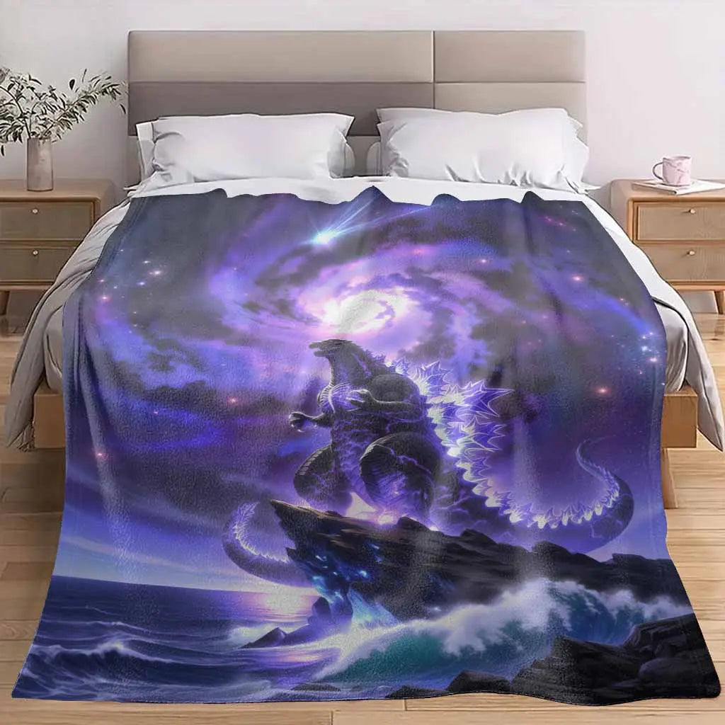 Galaxy Cosmic Dragon Antipilling Flannel Throwblanket - Nebula Sky & Ocean Cliff Fantasy Print, Ultra Soft, Warm, Breathable, Lightweight, Wrinkle Resistant, Ideal for Bedroom Decor, Holiday Gift, Fits Most Beds and Sofas (TikTok Shop Spring Glowup), Soft - View 3