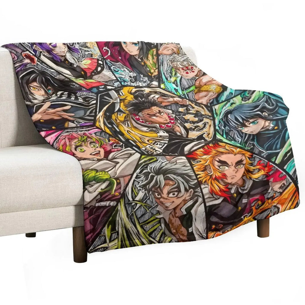 Ultra-Soft Anime Print Flannel Throw Blanket Home Sofa Bedroom Dorm Couch Office Car Travel Blankets Gift for Men Women Boys Girls - View 1