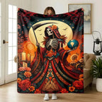 Santa Muerte Flannel Blanket Super Soft Warm Cozy Acceptance Of Fate Theme Throw For Couch Bed Living Room Travel Home Decor Unique Birthday Christmas Gift - View 11