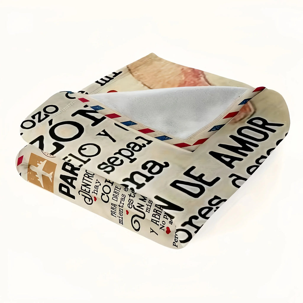 A Spanish letter: papa gives a blanket to his daughter, papa & mama give Birthday gift for son & daughter. A soft and comfortable flannel blanket, perfect for various occasions, a Valentine's Day gift.Easter Gifts for Kids - View 6