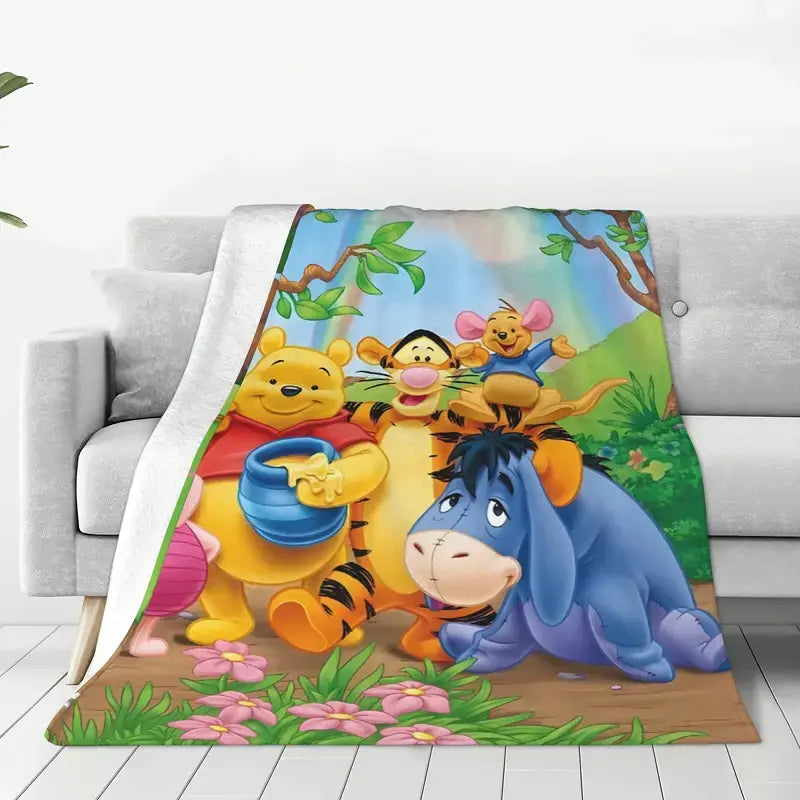 [SummerVibes] DISNEY CLASSIC Winnie the Pooh Flannel Blanket - Suitable for Adults All Season Floral Blanket Soft Warm Blanket, Sofa Bed Camping Travel Cinema - View 2