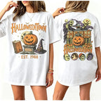 Vintage  Pumpkin Witch Spooky Halloween Double-sided T-shirt, Retro Halloween Tee, Spooky Season T-shirt, 90s Halloween Shirt