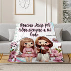 Christian Print Throw Blanket - Fluffy, Soft Cozy Cartoon Printed Jesus & Kids Design, Ultra Plush Lightweight, Floral Scripture, Machine Washable Blanket for Bed, Christmas Easter Gift - View 5