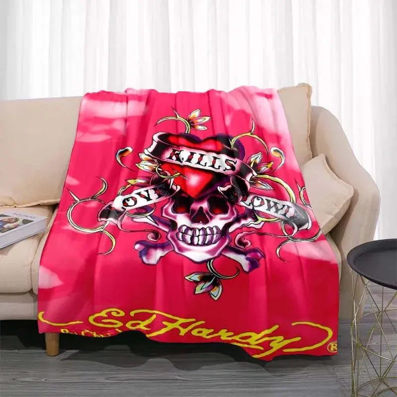 3dED- HARDY Tattoo Tiger Skull Blanket Living Room Bedroom Sofa Soft and Comfortable Warm Blanket Office Leisure Blanket - View 30