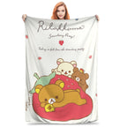 Kawaii Rilakkuma Knitted Flannel Throw Blanket - Figure Print Bed Accessories, Cutecore Stuff, Cozy Girly Room Stuff, Teen Room Decor, Soft Warm Summer AC Use, Home Goods Gift for Girls - View 14
