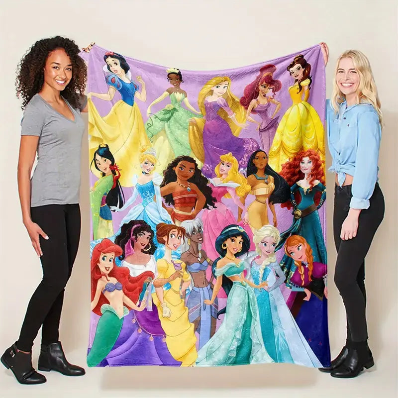 [SummerVibes] DISNEY CLASSIC Princess Cartoon Character Flannel Blanket - Soft Throw Blanket for Bed, Couch & Travel, Ideal Gift for Women, Girl - View 1